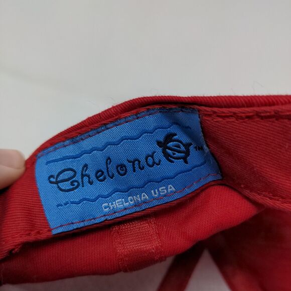 Chelona Men's Strapback Hat Red Embroidered Hawaii 100% Cotton - Picture 8 of 9